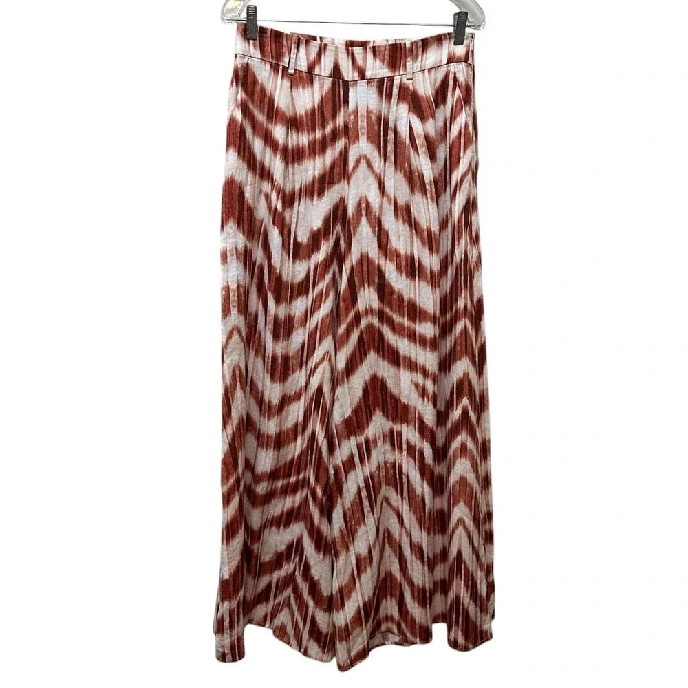 Banana Republic Size 6 Orange 100% Linen Wide Leg Palazzo Flare Pants